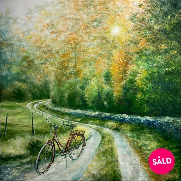 Cykelrundan 80x80, olja på duk