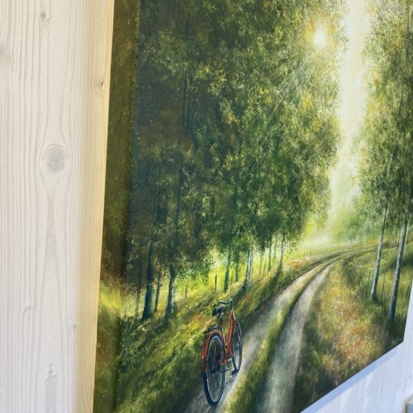 Cykeltur, originalmålning i olja 80x80 - Bild 3