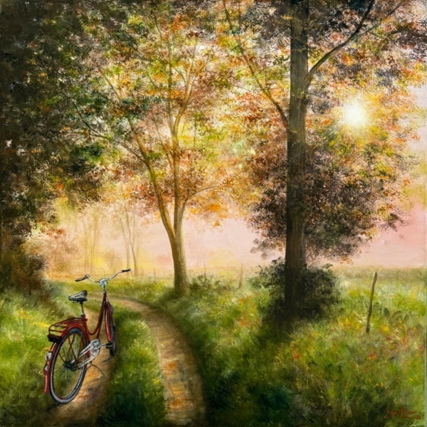 Sensommarljus 80x80, olja på duk