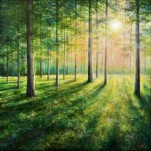 Morgonljus 80x80, olja på duk