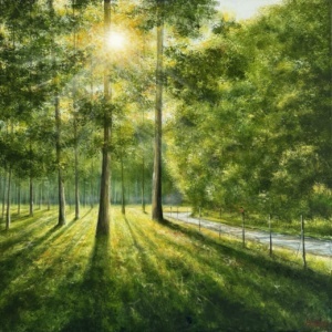Morgonsol 80x80, olja på duk